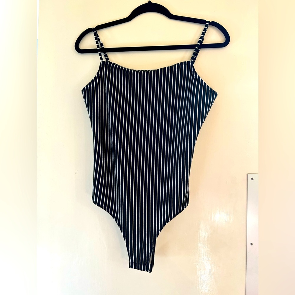 BCBG Black & White Spaghetti Strap Bodysuit - Women’s Size Medium